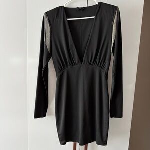 Elegant Black Dress with Silver Accents
